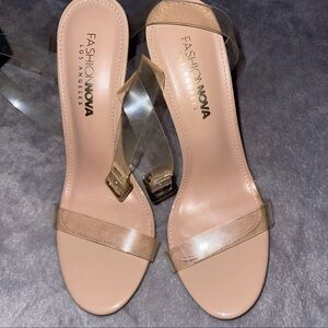 Fashion Nova the glass slipper transparent sandals/ heels